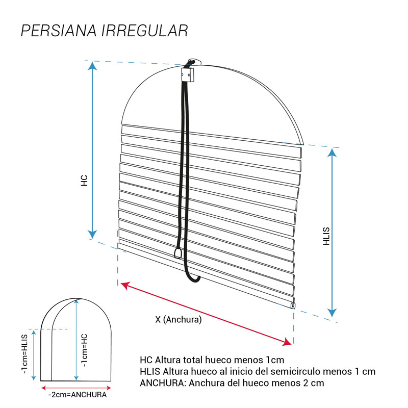 esquema persiana montante semicircular